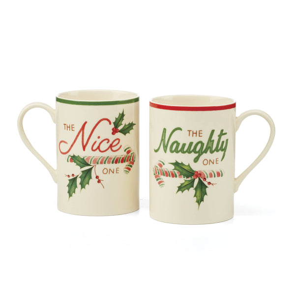 Lenox Holiday Naughty & Nice Mugs, Set of 2 Multi, WHITE PORCELAIN 896512