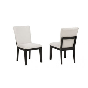 English Elm Upholstered Beige Fabric Dining Side Chairs Set of 2 with Bentwood Oak Frame B011P474709