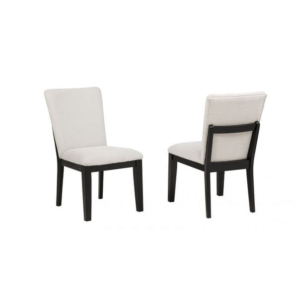 English Elm Upholstered Beige Fabric Dining Side Chairs Set of 2 with Bentwood Oak Frame B011P474709