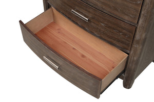 English Elm Two Drawer Nightstand Antique Brown Solid Wood MDF Cedar-Lined Bottom Drawer Stylish Finish, Sturdy Storage B2699P208263
