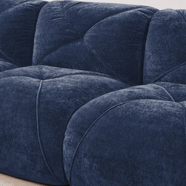 English Elm L-shaped Modular Velvet Sectional Tufted Cloud Sofa with Ottoman for Living Room Blue W714S01623