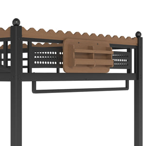 English Elm Twin Xl Metal Loft Bed with Stair Storage Shelves Sturdy Steel Frame for Dorms W1580S00379