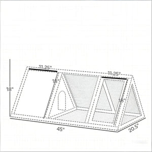 English Elm Stable Triangular Rabbit Hutch Fir Wood Frame with Wire Mesh Run for Small Animals T3971P487082