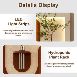 English Elm Adjustable Led Sandstone 3d Wall Art with Faux Botanicals and Rabbit Figurine Decor W2700P389347