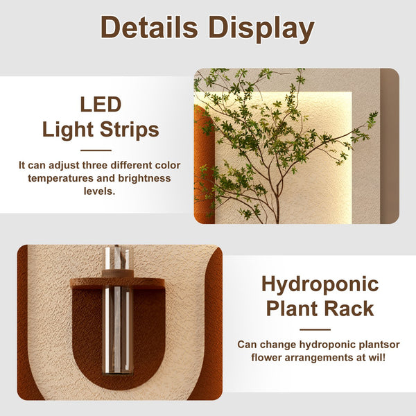 English Elm Adjustable Led Sandstone 3d Wall Art with Faux Botanicals and Rabbit Figurine Decor W2700P389347
