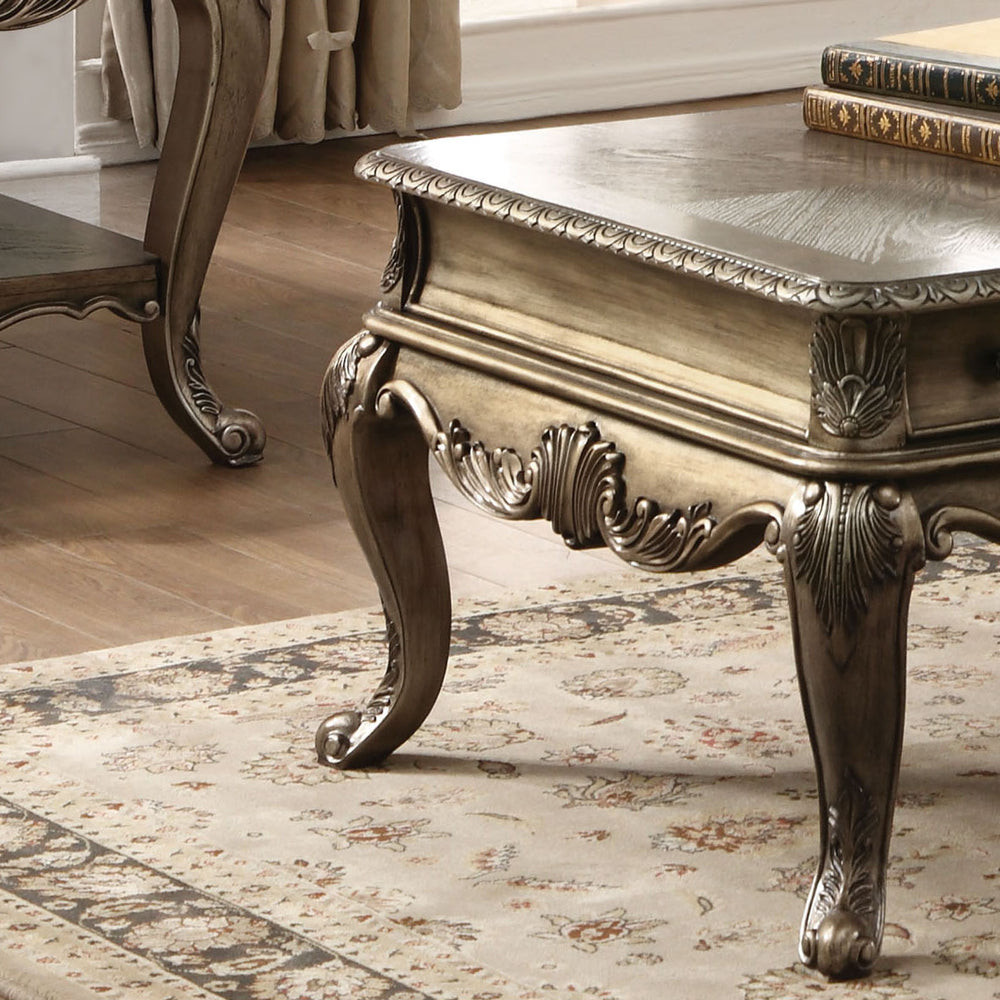 English Elm Vintage Oak Elegant Sofa Table with Dual Drawers, Full-Extension Glides & Bottom Shelf for Display and Storage B062P209111