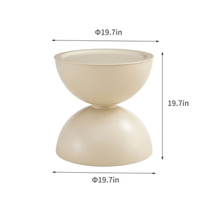 English Elm Milk White Marble-Look Round Coffee Table With Movable Top & Integrated Cat Bed For Stylish Living W370P170340