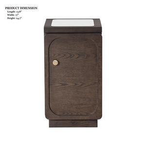 English Elm Transitional Side Table With Quartz Top & Usb Port - Dark Walnut Finish, Gold Knob, Elegant Design B2741P404272-GIGA