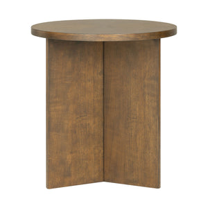 JLA Home Martha Stewart - Accent sculptural round starburst veneer table — compact nightstand or end table with durable finish Walnut Brown MT120-0186