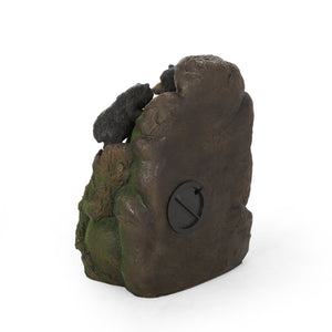English Elm Christopher Knight Home® - 23.75" Hand Crafted Weather-Resistant Floor Fountain with LED Underwater Lights, Faux Stone Moss Black, 23.75" 71776.00MBLK