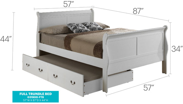 English Elm Charming Full Trundle Bed White — Durable Particle Board, Space-Saving Slide-Out Guest Bed, 87"D B078S00386