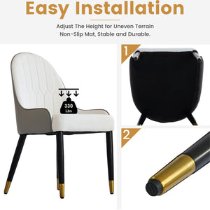 English Elm Modern PU sponge-filled dining chair with faux leather, foam comfort, metal legs and 280lb capacity White+gray W1535119451