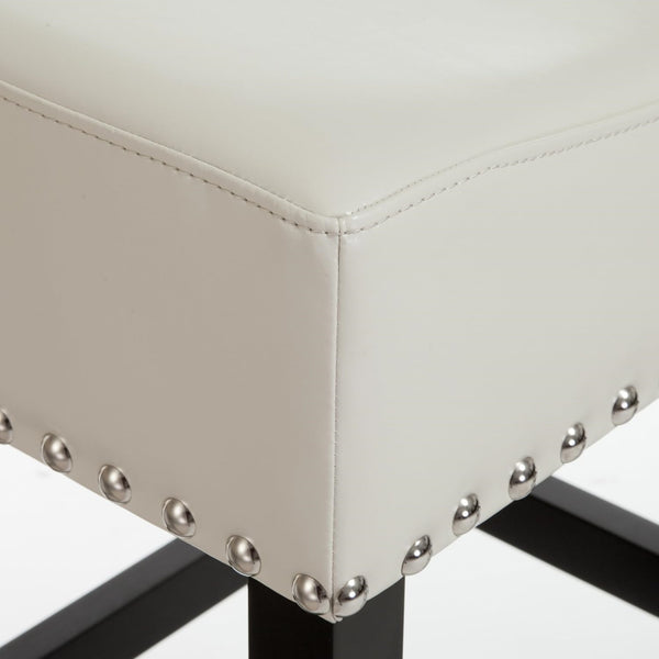 English Elm Christopher Knight Home® - 30-inch Bonded Leather Counter Stool Set of 2 — Ivory Backless Modern Design, Bronze Legs, 250lb Capacity N780P234206L