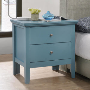 English Elm Teal Transitional Nightstand 24"H x24"W x16"D — Vivid Teal Finish, 2 Drawers, No Assembly Needed B078107988