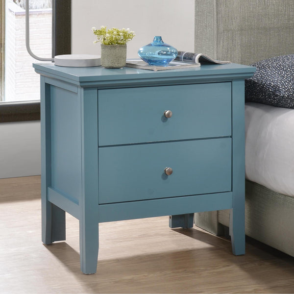 English Elm Teal Transitional Nightstand 24"H x24"W x16"D — Vivid Teal Finish, 2 Drawers, No Assembly Needed B078107988