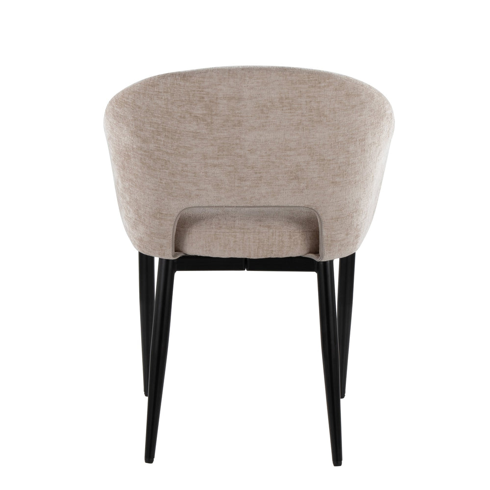English Elm Chair Set of Two with Black Metal Frame and Upholstered Seat for Modern Dining B202S02107