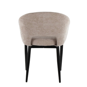 English Elm Chair Set of Two with Black Metal Frame and Upholstered Seat for Modern Dining B202S02107