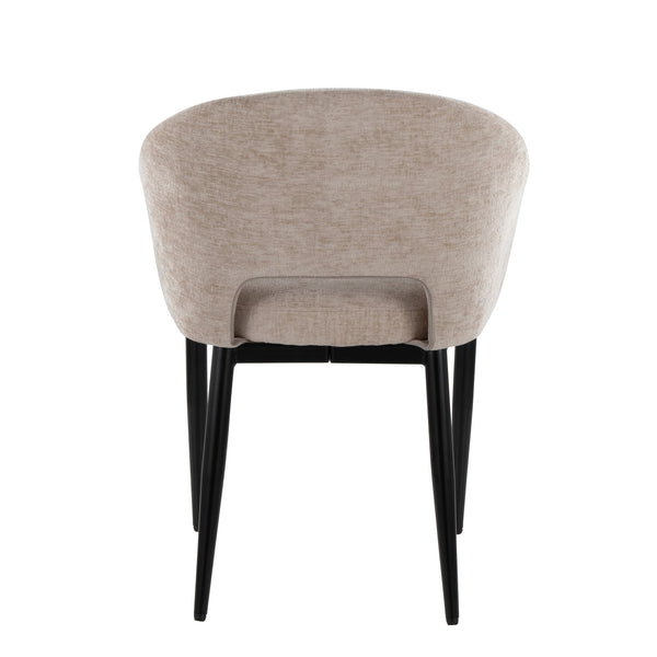 English Elm Chair Set of Two with Black Metal Frame and Upholstered Seat for Modern Dining B202S02107
