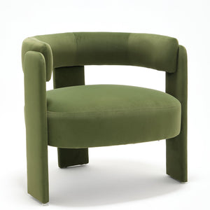 English Elm Accent Chair Velvet Upholstered Mid Century Modern Seat with Tapered Wood Legs for Any Room Green W3244P417183