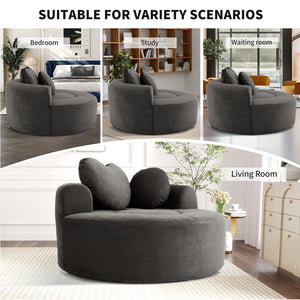 English Elm Round Cloud Sofa Bed Waffle Fabric Memory Foam Convertible Couch for Small Space Living Black+ Gray W3224P492085