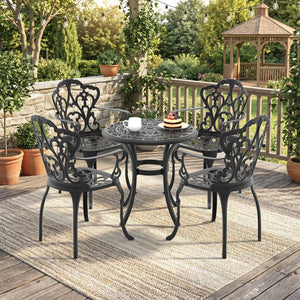 English Elm 5-piece Cast Aluminum Outdoor Dining Set with Carved Patterns and Weather Resistant Frame W1710S00538