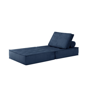 English Elm 33.4 Inch Modular Corduroy Lounge Chair with Spring Cushions for Compact Living Spaces Blue W3975P455222