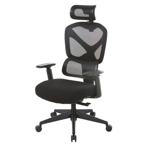 OSP Home Furnishings Mesh Back Ergonomic Manager Chair with Lumbar Support Headrest and Synchro Tilt Control 71142HR-3