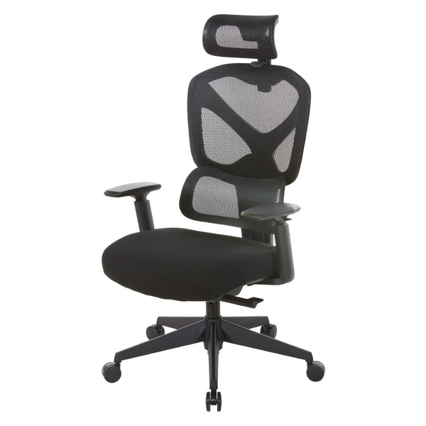 OSP Home Furnishings Mesh Back Ergonomic Manager Chair with Lumbar Support Headrest and Synchro Tilt Control 71142HR-3