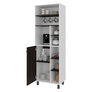English Elm Evans Tall Coffee Station with Machine Compartment Open Shelves and Drawer in Walnut B097P481227