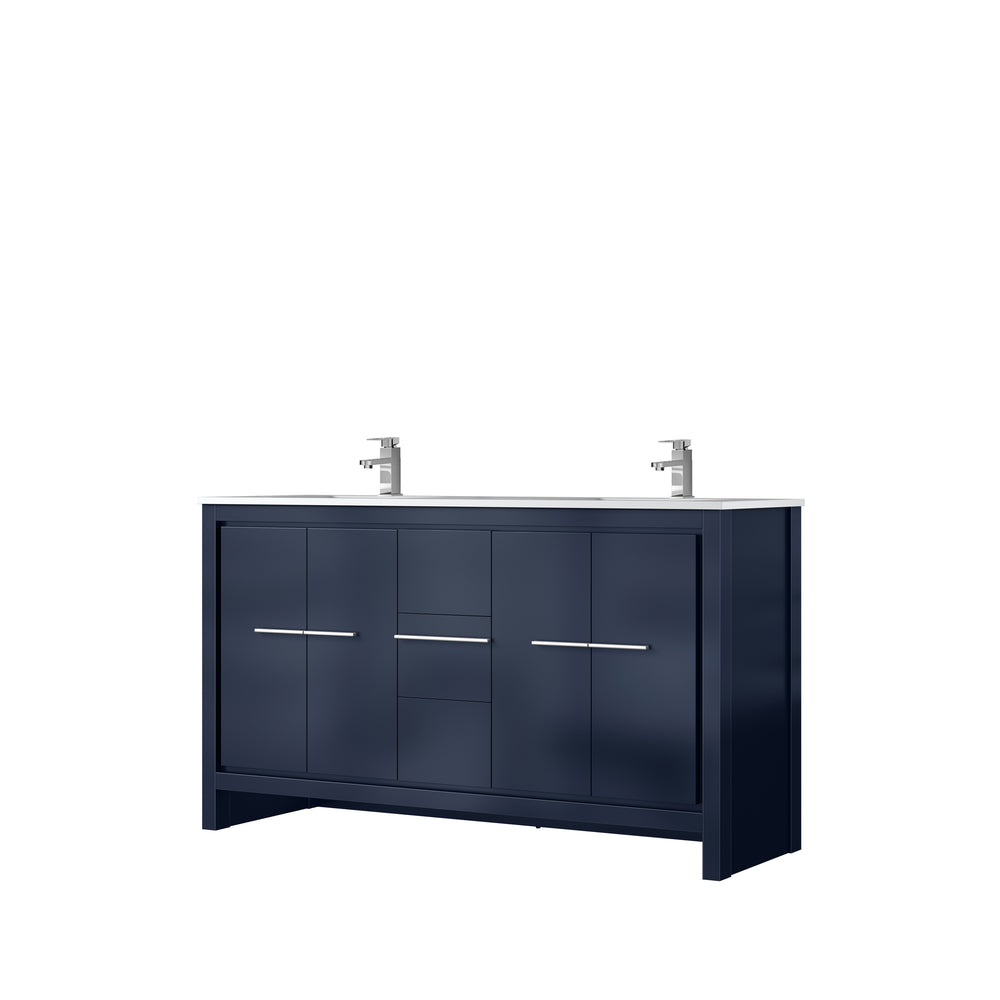 English Elm Navy Blue Double Bathroom Vanity With White Quartz Top & Chrome Faucet - Stylish Storage Solution B2731P259439