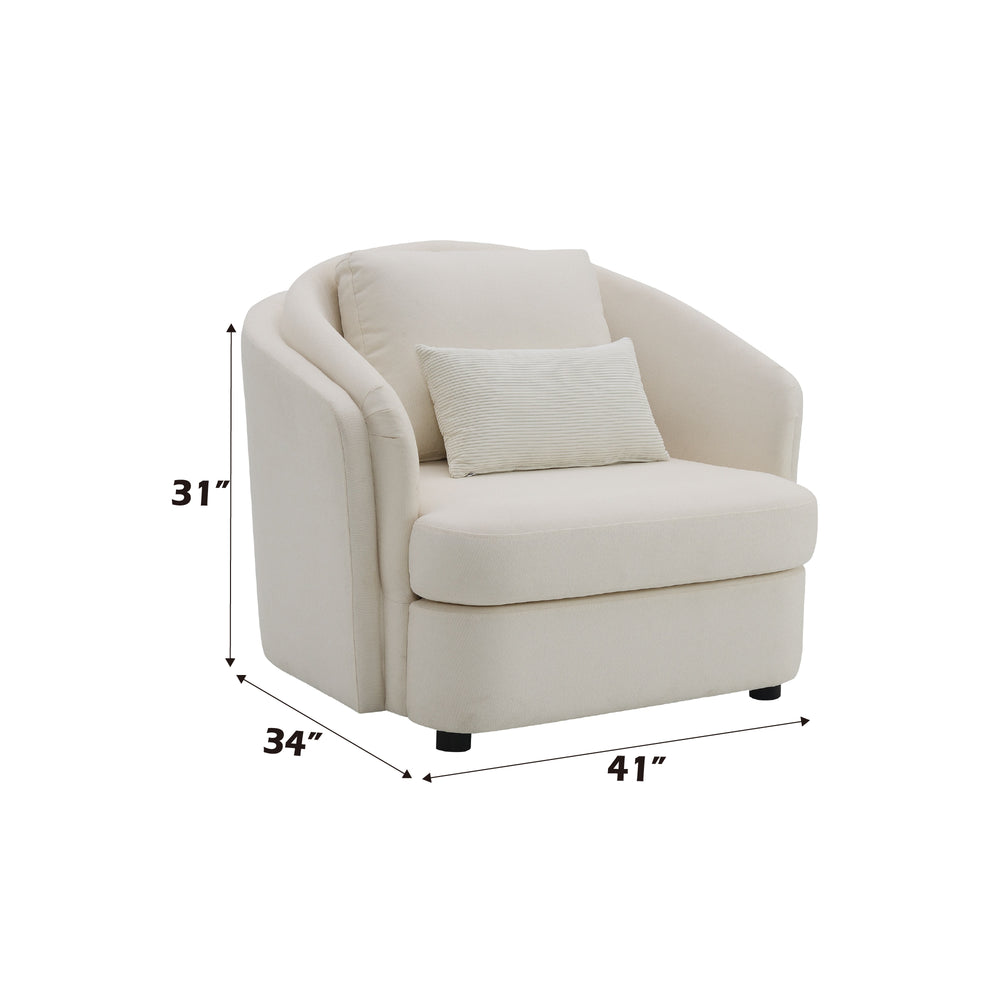 English Elm Mariko Beige Linen Chair with Toss Pillow — Plush Pocket Coil Seat, Loose Cushions, Sturdy Wood Frame B2726P245022