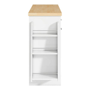 English Elm Trexm Farmhouse Kitchen Sideboard with Hidden Trash Cabinet and Built-in Spice Rack White XW000027AAK