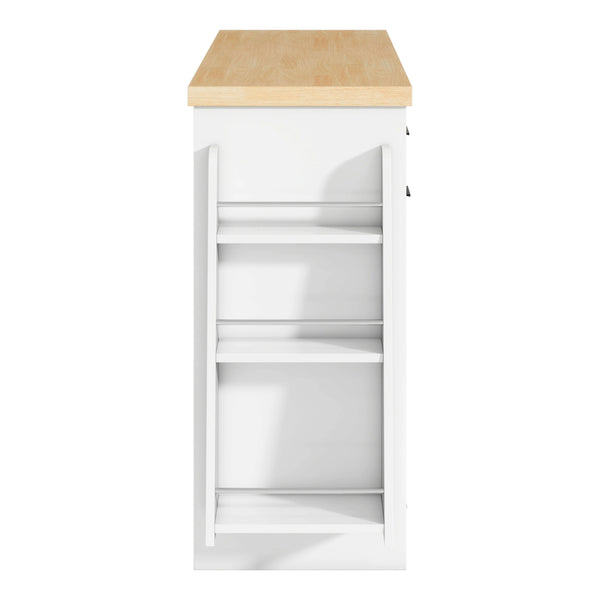 English Elm Trexm Farmhouse Kitchen Sideboard with Hidden Trash Cabinet and Built-in Spice Rack White XW000027AAK