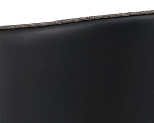 Sunpan Asher Dining Armchair - Modern Barrel Back Design with Black Steel Legs and Elegant Gold Foot Caps Sparrow Grey / Napa Black