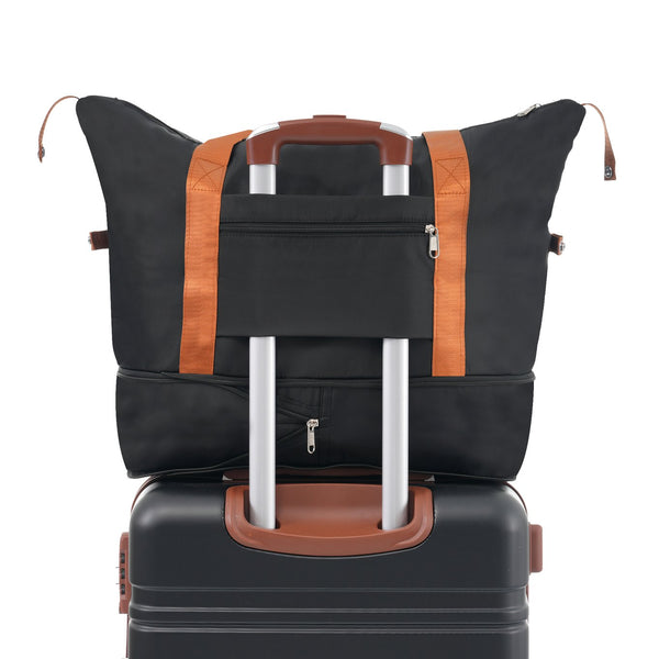 English Elm Hardshell Abs Suitcase Set with Duffel and Toiletry Bag Tsa Lock Spinner Wheels Black N732P193484B