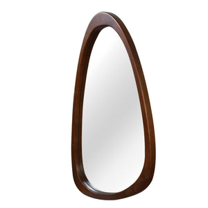English Elm Black Walnut Solid Wood Irregular Frame Wall Mirror Sculptural Accent for Any Room Black + Dark Walnut W2203P436508