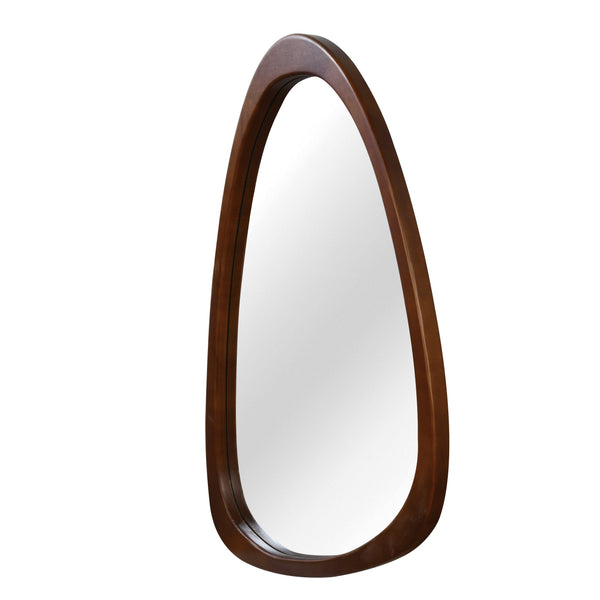English Elm Black Walnut Solid Wood Irregular Frame Wall Mirror Sculptural Accent for Any Room Black + Dark Walnut W2203P436508