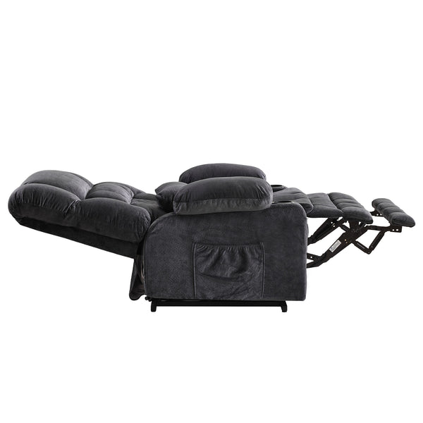 English Elm Dual Motor Large Power Lift Recliner Chair with Waist Kneading & Heat, Extended Footrest, USB Ports Grey W1521S00072