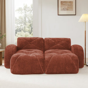 English Elm 2-seater Tufted Velvet Cloud Sofa Frameless High Density Foam Retro Luxe Living Room Red W714P387019