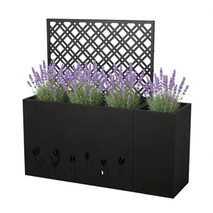 English Elm 2-piece Galvanized Steel Raised Planter with Integrated Trellis for Climbing Vines Outdoor W1586P455900