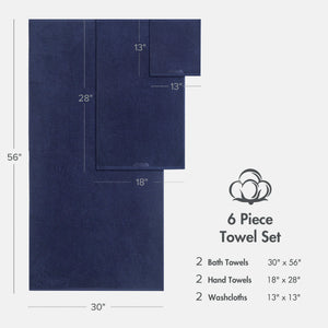 JLA Home Madison Park - 100% Cotton 6-Piece Quick-Dry Diagonal Rib Towels, 503 GSM Ultra-Soft Zero-Twist Plush Set for Bath MP73-8856