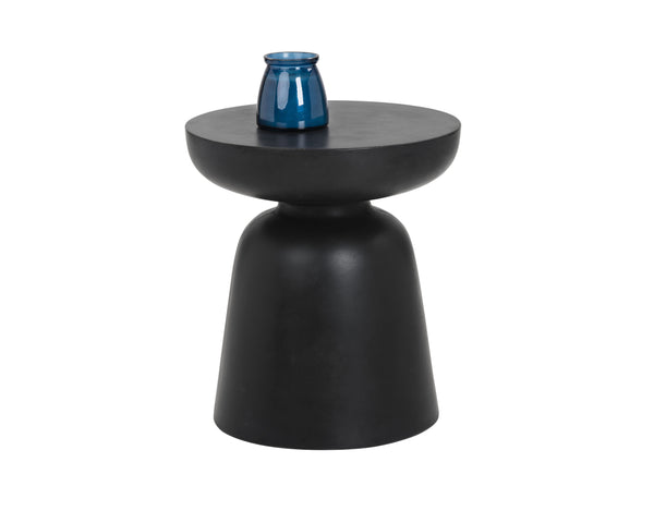 Sunpan Lucida End Table - Contemporary Concrete Design for Indoor and Covered Outdoor Spaces, Unique Style Black