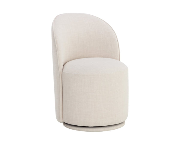 Sunpan CAVOLI Swivel Dining Chair - Modern Elegance in Effie Linen with Smooth Swivel Base for Comfort Cream 109916V