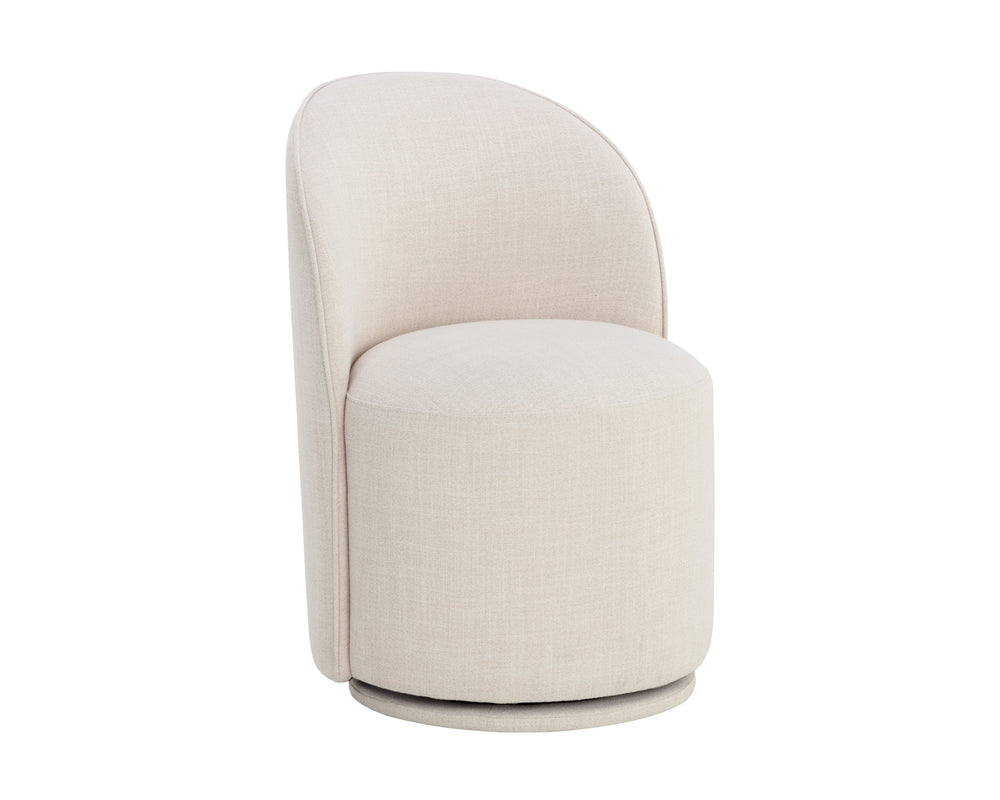 Sunpan Cavoli Swivel Dining Chair - Stylish Curved Design, Fully Upholstered for Ultimate Comfort and Elegance Effie Linen