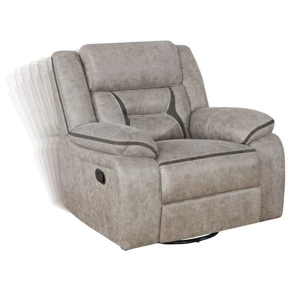 English Elm Brazelton Three-Piece Motion Sofa Loveseat Recliner Set with Leatherette Upholstery, Cup Holders and Storage taupe B062S01168
