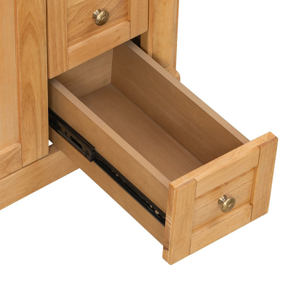 English Elm 30-inch Freestanding Bathroom Vanity Solid Wood Base Ceramic Sink Gold Hardware N729P299368N