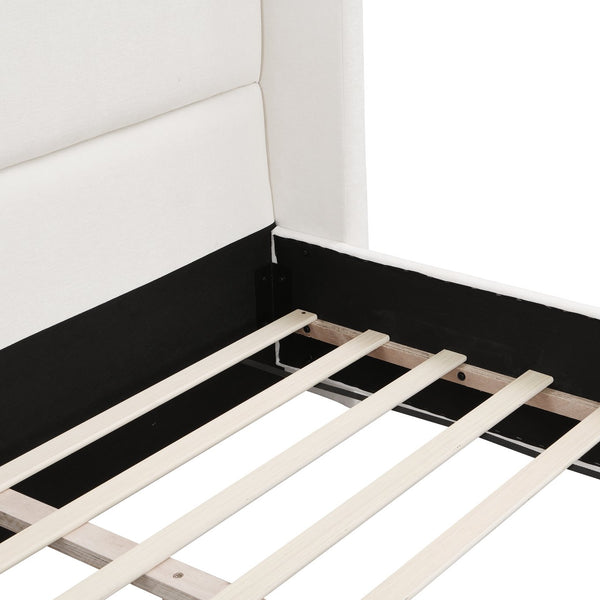 English Elm Christopher Knight Home® - Elegant White Upholstered Bed With Tall Wingback Headboard, Luxurious Comfort For Queen Size Rooms N769P263518Q