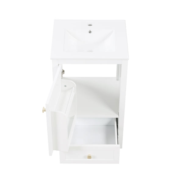 English Elm 20" Modern Bathroom Vanity With Sink, Soft-Close Door & Drawer, Ideal For Small Spaces, White Finish N725P351851K