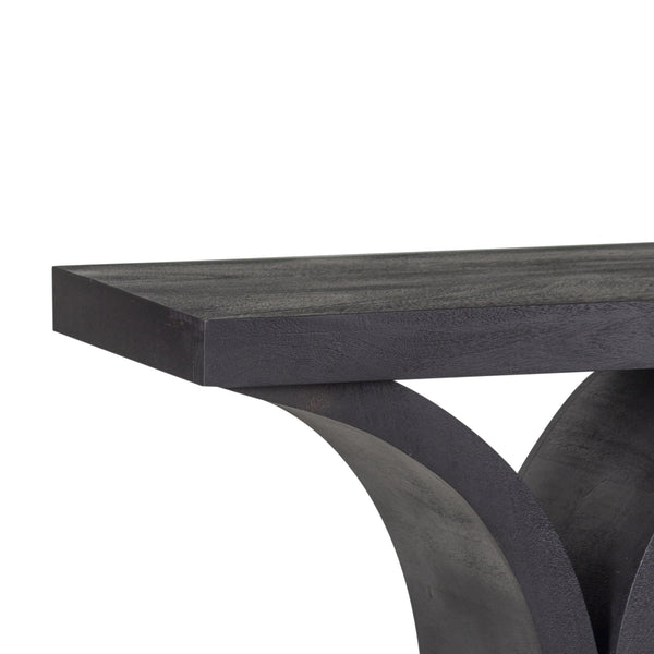 Porter Designs Porter Brockton Solid Mango Wood Console Table - Modern Geometric Design, Rich Black Finish Black Wood 05-108-10-5662