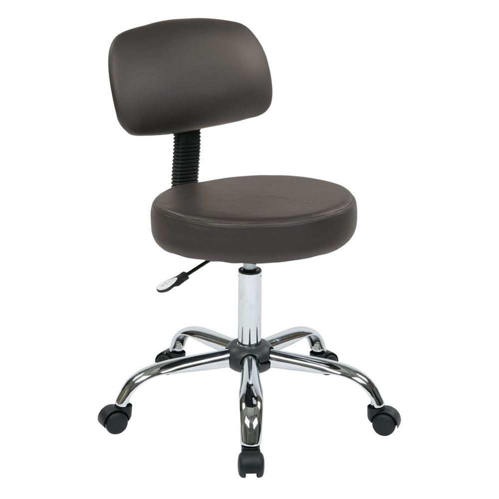 OSP Home Furnishings Pneumatic Drafting Chair with Chrome Base and Vinyl Seat for Studio or Counter Use Dillon Graphite ST235V-R111